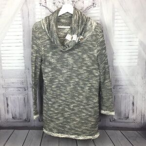 Gray & White Marbled Knit Cowl Neck Sweater M